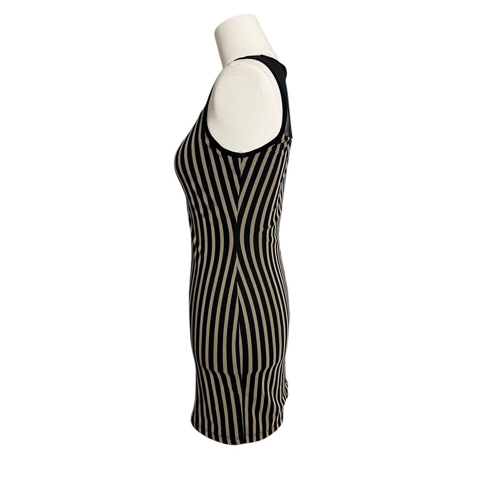 XXI Bodycon Mini Dress Juniors M Black Striped Mesh Sheer Illusion Party Club - Picture 3 of 6